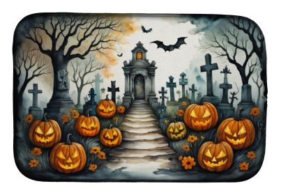 Marigold Spooky Halloween Dish Drying Mat Absorbent Dish Drying Mat Pad for Kitchen Counter Dish Drainer Mat for Countertop, 14 x 21", Multicolor
