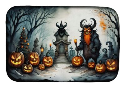 Krampus The Christmas Demon Spooky Halloween Dish Drying Mat Absorbent Dish Drying Mat Pad for Kitchen Counter Dish Drainer Mat for Countertop